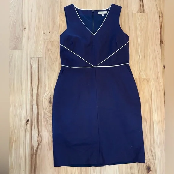 Banana Republic Women’s Navy Sheath Dress Sz 14 Preppy Career - Picture 4 of 11